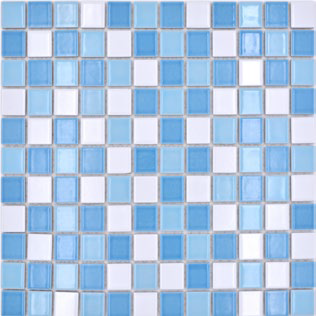 Royal 1038 Világoskék-fehér vegyesen fényes mázas kerámia mozaik