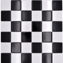 Royal 1087 Fehér-fekete pepita fényes mázas kerámia mozaik (közepes szemcséjű)