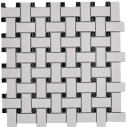 Royal 1070 Fehér matt fényes fekete fonott kosár minta mázas kerámia mozaik