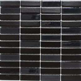 Royal 1972 Fekete fényes téglalapocska mázas kerámia fekete fényes kristály berakással mozaik