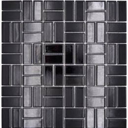Royal 1459 Fekete fényes téglalapocska mázas kerámia mozaik mintában