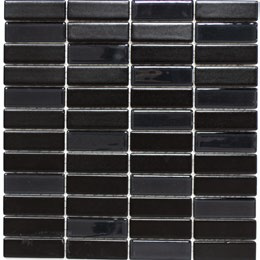 Royal 1974 Fekete matt téglalapocska mázas kerámia fekete fényes kristály berakással mozaik