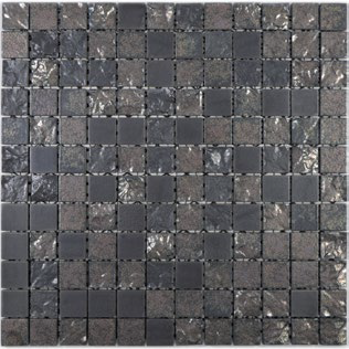Royal 1181 Fekete matt rusztikus és sima felületű irizáló bevonat mázas kerámia mozaik Japán stílus