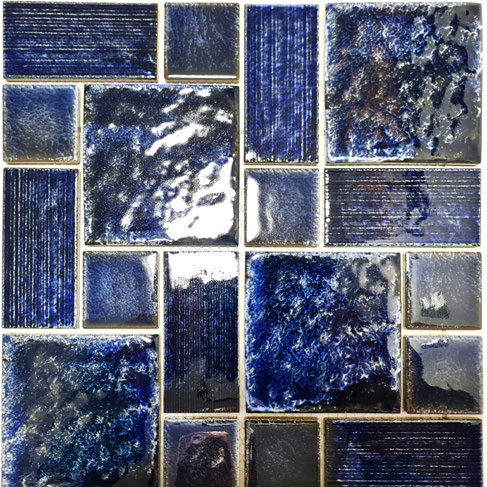 Royal 1152 Kék fényes rusztikus mázas kerámia mozaik változó kocka és téglalap Japán stílus