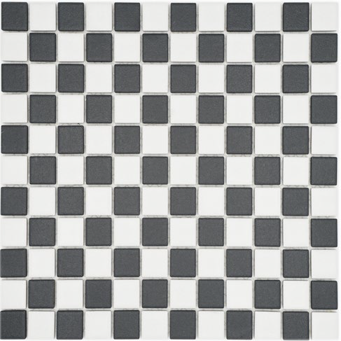 Royal 1025 Fehér-fekete pepita matt R10B csúszásmentes mázas kerámia mozaik