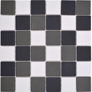 Royal 1935 Fehér-szürke-fekete matt R10B csúszásmentes mázas kerámia mozaik (közepes szemcséjű)