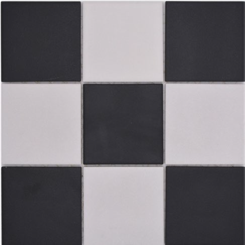 Royal 1826 Fehér-fekete matt pepita R10B csúszásmentes mázas kerámia mozaik (nagy szemcséjű)
