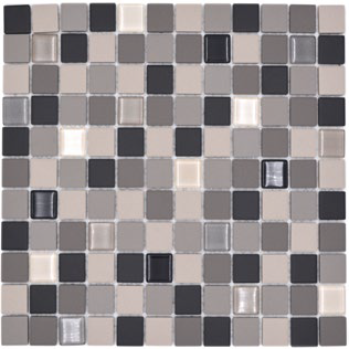 Royal 1376 Szürke-bézs-barna-fekete matt R10 csúszásmentes anyagában színezett kerámia fényes kristály berakással mozaik