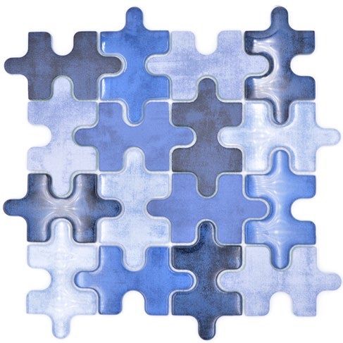 Royal 2412 Kék fényes és matt szemek keverve puzzle üvegmozaik