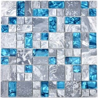 Royal 2362 Mix szürke márvány kék zafír hatású berakással kristálymozaik