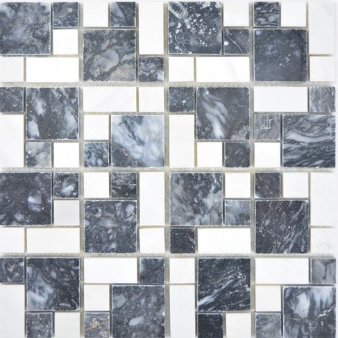 Royal 2594 Mix fekete és fehér fejtett márvány mozaik