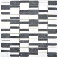 Royal 2580 Mix fekete és fehér fejtett márvány mozaik