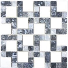 Royal 2596 Mix fekete szürke fehér fejtett márvány mozaik