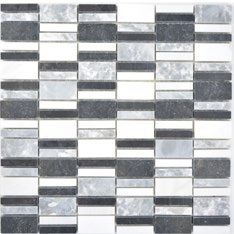 Royal 2582 Mix fekete szürke fehér fejtett márvány mozaik