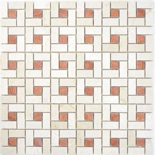 Royal 2586 Mix fehér-bézs terrakotta fejtett márvány mozaik
