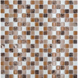 Royal 1330 Bézs-barna márvány barna-bézs-fehér kristály szemekkel mozaik