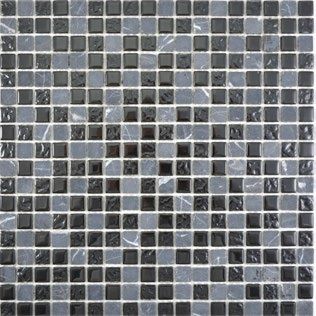 Royal 1333 Szürke márvány fekete rusztikus és sima felületű kristály szemekkel mozaik