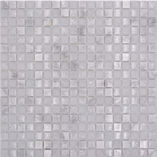 Royal 2491 Fehér márvány fehér fényes és opálos roppantott kristálymozaik