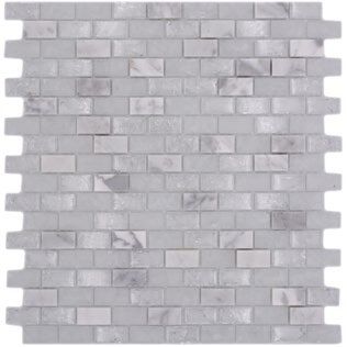 Royal 2498 Fehér márvány és fehér roppantott fényes és opálos kristály mozaik