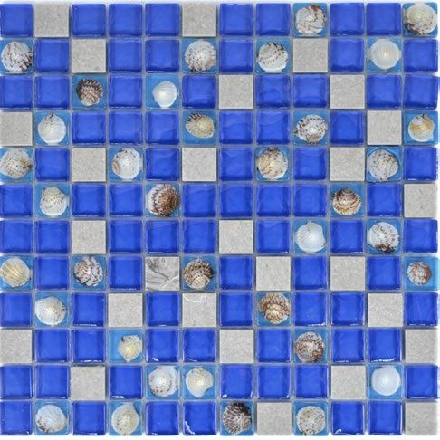 Royal 2260 Szürke kő kék rusztikus egyszínű és kagyló berakásos mozaik