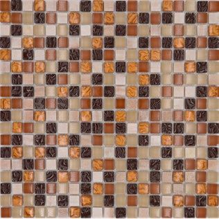 Royal 2338 Bézs kő fekete-barna rusztikus réz mintás és terrakotta kristálymozaik