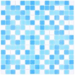 Royal 1552 Fehér-kék árnyalatok medence üvegmozaik papírkasírozású