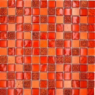 Royal 2249 Piros nyomott marokkói mintás piros sima és rusztikus kristály és pirosra festett berakással mozaik