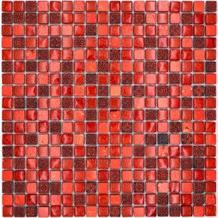 Royal 2327 Vörös nyomott marokkói mintás vörös sima és rusztikus kristály és vörösre festett berakással mozaik (kicsi szemcséjű)