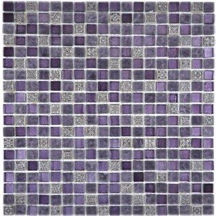 Royal 2351 Opálos és sima lila kristály nyomott mintás fekete-ezüst berakással mozaik